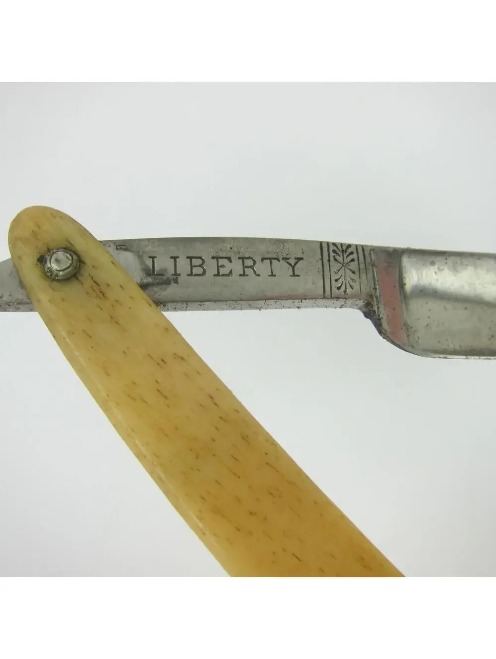 Vintage Straight Razor Liberty Bone Scales Handle & Case